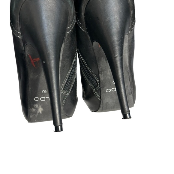 Aldo Western Peep Toe  Leather Suede Spiked Heel Booties Sz 40 - Picture 11 of 12